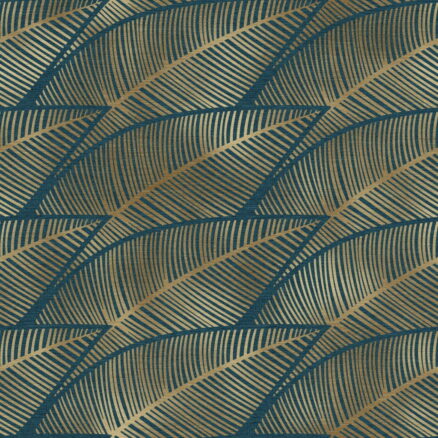 Tkanina obiciowa Turkusowe liście artdeco