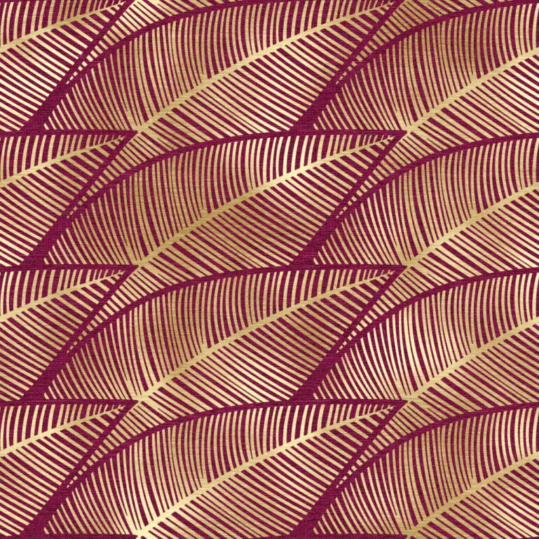 Tkanina obiciowa Bordowe liście artdeco