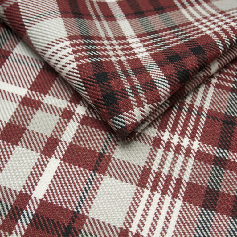 Tkanina obiciowa na meble Charles Tartan  marsala (krata bordo)