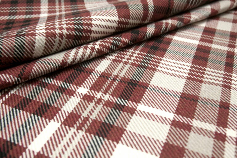 Tkanina obiciowa na meble Charles Tartan  marsala (krata bordo) - obrazek 2