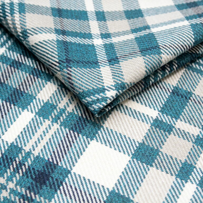 Tkanina obiciowa na meble Charles Tartan  turquoise (krata turkusowa)