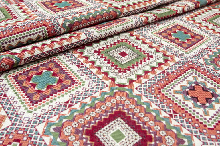 Tkanina obiciowa Unica Boho koralowe - obrazek 2