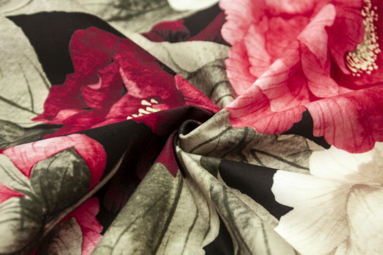 Tkanina obiciowa welur Peony scarlet - obrazek 6