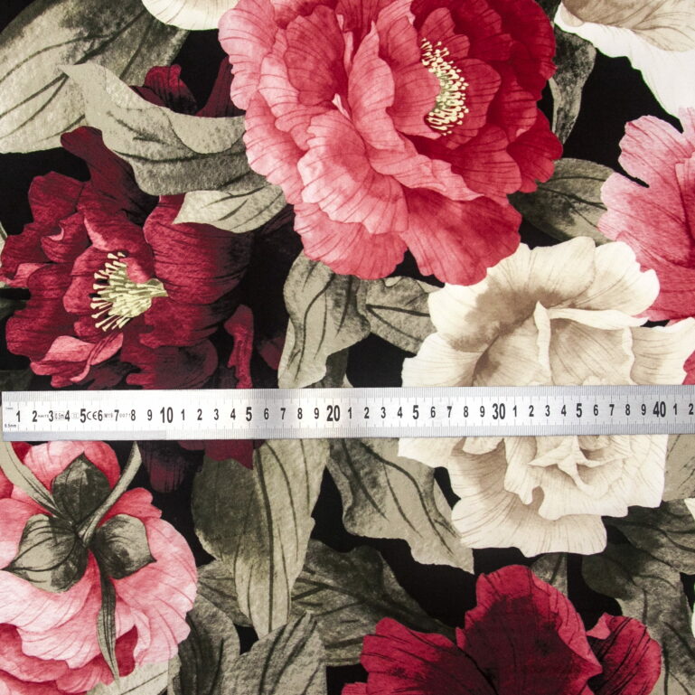 Tkanina obiciowa welur Peony scarlet - obrazek 5