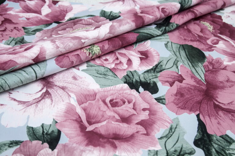 Tkanina obiciowa welur Peony pink - obrazek 3