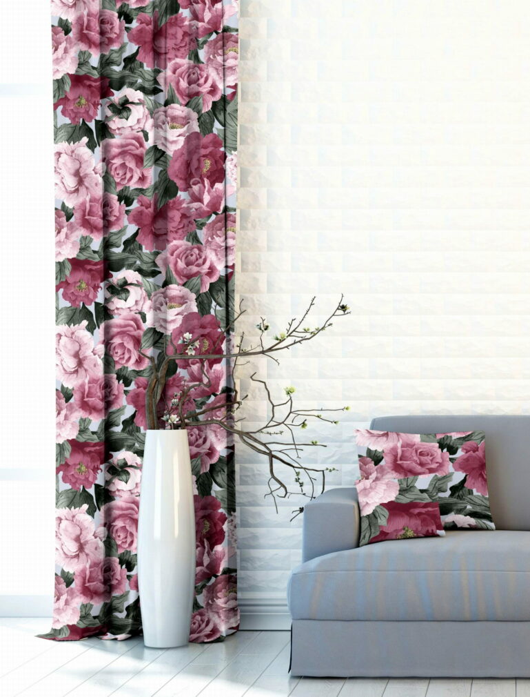 Tkanina obiciowa welur Peony pink - obrazek 5