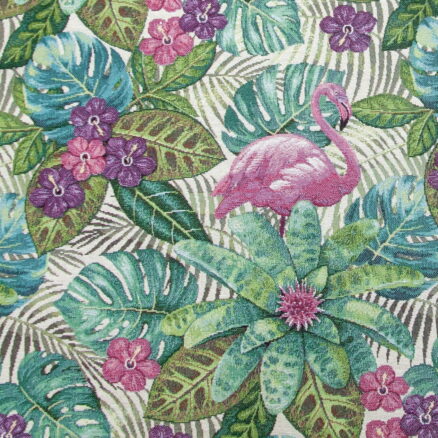 Tkanina obiciowa Unica Flamingo flowers 140