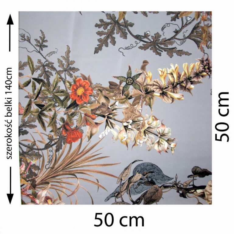 Tkanina obiciowa Floristic szary - obrazek 4