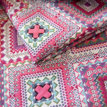 Tkanina obiciowa Unica Boho różowe