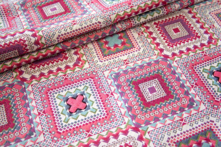 Tkanina obiciowa Unica Boho różowe - obrazek 4