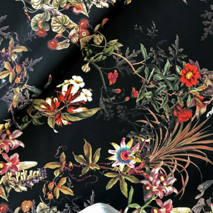 Tkanina obiciowa Floristic black
