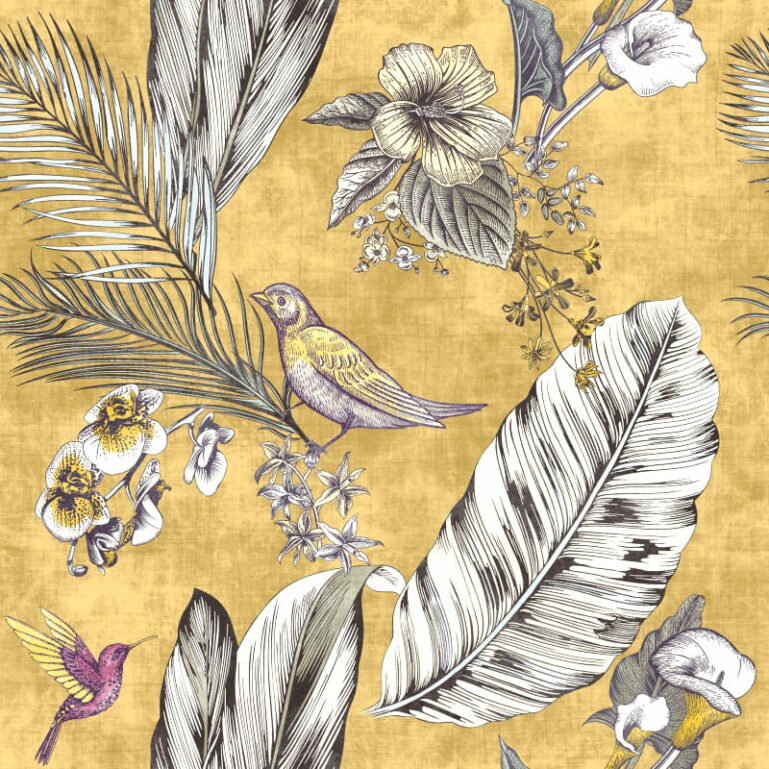 Tkanina obiciowa Bird yellow - obrazek 3