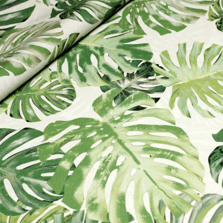 Tkanina obiciowa Jungle liście monstera na bawełnie